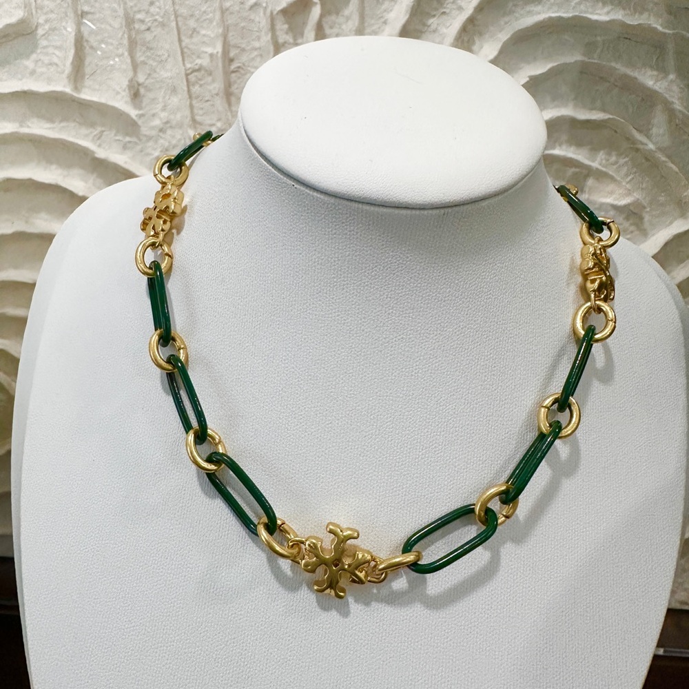 Tory Burch Gold and Green Necklace